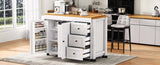 K&K 74.8" Kitchen Island with Extendable Dining Table, Kitchen Storage Cart with 3 Drawers, Power N707P303401W