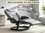 Faux Leather Manual Recliner Swivel Lounge Chair Gray 30794562