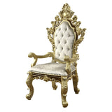 ZUN ACME Desiderius Arm Chair , Beige Fabric, Antique Gold & Hand Paint Brown DN60002