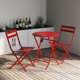 3 Piece Patio Bistro Set of Foldable Round Table and Chairs, Red W1586P143160