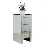 Mirrored Glass Bedside Table with Three Drawers Size S 50732278