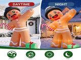 10.6FT Gingerbread Man with Gift Box Inflatable, 8 LED Lights, 190D Polyester Christmas Decor, US 28526088