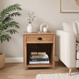 Oak color P2 density board solid wood veneer frame 56*45*65cm one drawer with lower compartment 69514266