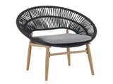 Cyril Outdoor Wicker Papasan Style Dining Chair, Teak Finished Leg and Dark Gray Faux Rattan, Gray N775P271975G