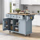 Kitchen Cart with Rubber wood Drop-Leaf Countertop ,Cabinet door internal storage racks,Kitchen WF298028AAN