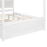 Wood Canopy Bed with Trundle Bed ,Full Size Canopy Platform bed With Support Slats .No Box Spring WF291343AAK