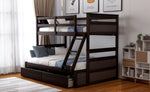 ZUN Twin over Full Bunk Bed with Storage - Espresso 18115041