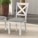 Rustic White Oak Farmhouse 2pcs Dining Chairs Cross Back Wooden Cushion Seat Kitchen Dining Room B011P326226