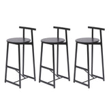 27''H Barstool Set of 3 Wooden Round Bar Stools with Footrest Modern Kitchen Chairs for Counter W1757P265184