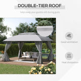 ZUN 10' x 13' Patio Gazebo Canopy, Double Vented Roof, Steel Frame, Curtain Sidewalls, Outdoor Sun Shade W2225142539