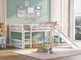 Twin size Loft Bed with Slide and Ladder, White 64080717