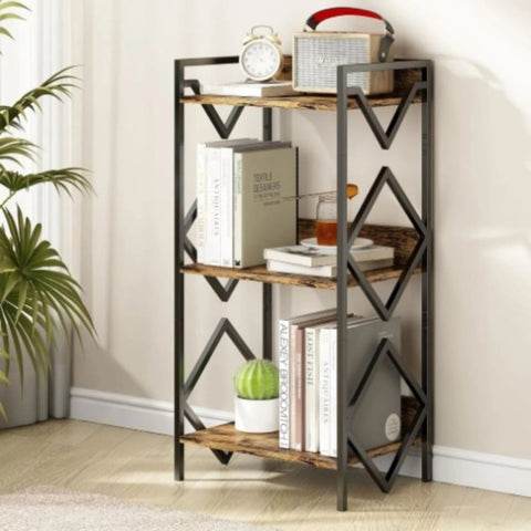 ZUN Modern Minimalist Three Tier Metal Bookshelf for Office, Living Room, Bedroom, Black （No shipping on 24756827