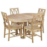 ZUN Rustic 5-Piece Extendable Dining Table Set Round Trestle Table and 4 Cross Back Dining Chairs for 24342123