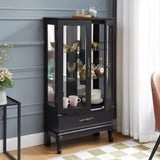 Lighted Curio with Glass Doors and Adjustable Shelves 2 Door Wine Display Curio W1758P297546