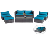2pcs armless sofa 2pcs footstool 1pcs double sofa 1pcs coffee table with storage black rattan 86733978