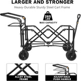 Collapsible Wagon Heavy Duty Folding Wagon Cart with Removable Canopy, 4" Wide Large All Terrain 27662772
