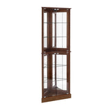 Corner Curio Dispaly Cabinet with Lights, Adjustable Tempered Glass Shelves, Mirrored W1693P171668