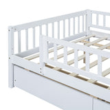Full Size Daybed Wood Bed with Two Drawers , White WF301868AAK