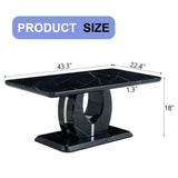 Modern minimalist black MDF pattern sticker pattern MDF rectangular coffee table. Add a peaceful and W1151P243154