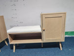 ZUN 2-in-1 Shoe Storage Bench, Natural Rattan Shoe Cabinet with 2 Adjustable Shelves and Removable Seat W808P212813