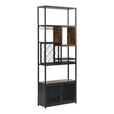 ZUN 82.7" Industrial Tall Black Bar Wine Rack Cabinet with Glass Holder Wood Home Bar Cabinet 05677437