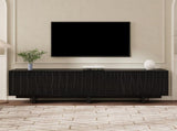 Retro Style Wood Grain TV Stand with Wavy Door for TVs up to 75", Rustic Media N721P379534B