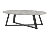 Modern Harmony Wood Oval Coffee Table, Faux Concrete Gray T2574P510866