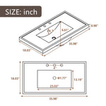 ZUN 36" Single Bathroom Vanity Top with White Basin, 3-Faucet Holes, Ceramic, White N725P171539K