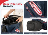 14-Way Golf Cart Bag - 6 Zippered PocketsCooler Pocket, Waterproof Zippers, Navy Red 03534336