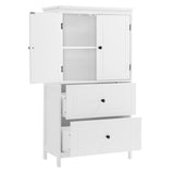 ZUN Bathroom Storage Cabinet, Cabinet with Two Doors and Drawers, Adjustable Shelf, MDF Board, White 98836434