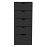 ZUN Basilea 5 Drawers Tall Dresser, Pull Out System -Black B20092124