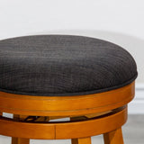 30" Bar Stool, Natural Finish, Charcoal Fabric Seat B04660661
