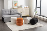 006-Soft Velvet Round Ottoman Footrest Stool,Ivory W527121859
