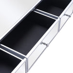 ZUN Mirrored Coffee Table with LED Lights and 3 Drawers, Rectangle Modern Cocktail Table for Living Room 01211866