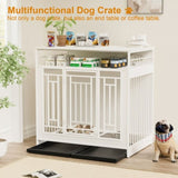 ZUN 43.3 inch Dog Crate Furniture for Large Dogs,Wooden Dog Crate Divider,Double Door Dog Kennel W2699P208354