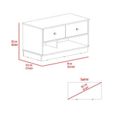 ZUN Light Oak Rectangle 2-Shelf 2-Drawer Storage Bench B06280461