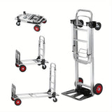 Folding Hand Truck, 2 in 1 Aluminum Design 250-400 lbs Capacity, Heavy Duty Industrial Collapsible 68241134