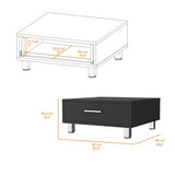 ZUN Black Wengue 1-Drawer Rectangle Coffee Table B06280212