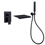 Waterfall Tub Handheld Shower Wall-Mount Tub Filler Handheld, Matte Black Bathtub Shower Faucet DSBB861MB