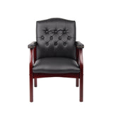 Leather Reception Guest Chairs W/Padded Seat and Arms Ergonomic Mid-Back Office Executive Side Chair W133356881