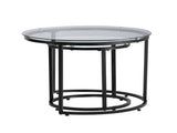 Nesting Coffee Table Set of 2, 23.6 in Round Tables, Glass Top Nesting Tables for Compact Spaces, 83275349