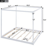 King Size Canopy Platform Bed with Support Legs,White WF309290AAK