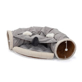 Collapsible Cat Tunnel Bed for Indoor Cats, Washable Cat Hide Tunnel with Hanging Toys and Cushion W2181P155137