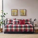 6 Piece Reversible Plaid Daybed Cover Set Red Daybed B03597555