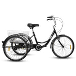 ZUN A24631 Adult Tricycles, 1 Speed Adults 24 inch 3 Wheel Bikes, Three-Wheeled Bicycles Cruise W2563P183776