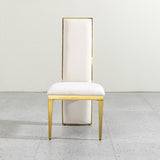 Dining table gold stainless steel with white fabric set of 2pcs W2723P304377