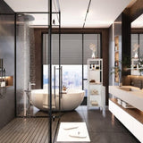 Large capacity multifunctional bamboo storage cabinet furniture for bathroom and living room white W2207P242507