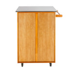 ZUN Moveable Kitchen Cart with Stainless Steel Table Top & One Drawer & One Cabinet Sapele 61792927