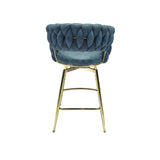 26" Bar Chair Suede Woven Bar Stool Set of 2,Golden legs Barstools No Adjustable Kitchen Island W2189132047