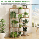 ZUN Multi-tier Wooden Plant Stand 11 Potted Flower Display Shelf Rack Vase Holder for Patio Balcony 57384920